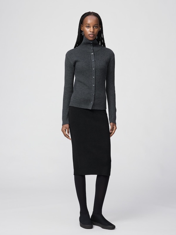 Merino Blend High Neck Cardigan