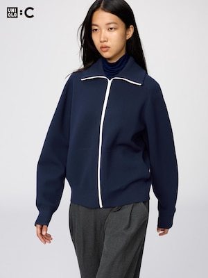Áo Cardigan Len Milano Vải Gân Kéo Khóa