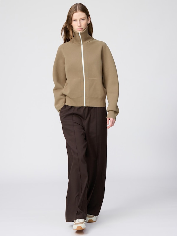 Áo Cardigan Len Milano Vải Gân Kéo Khóa