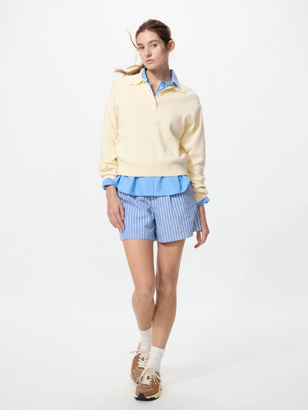 Quần Shorts Vải Linen Cotton | Kẻ Sọc