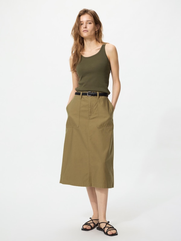 Chân Váy Vải Cotton Dáng Midi