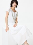 Chân Váy Dài Vải Pha Linen Xếp Ly