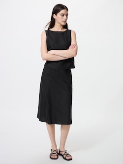 Chân Váy Midi Vải Pha Linen