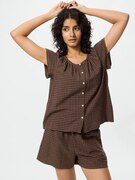 Bộ Mặc Nhà Vải Cotton Tay Kiểu Pháp | Caro