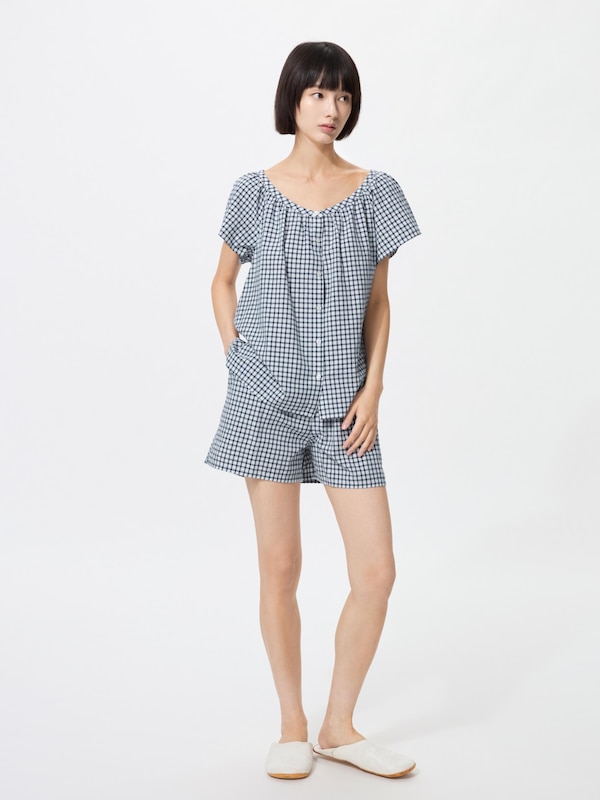 Bộ Mặc Nhà Vải Cotton Tay Kiểu Pháp | Caro