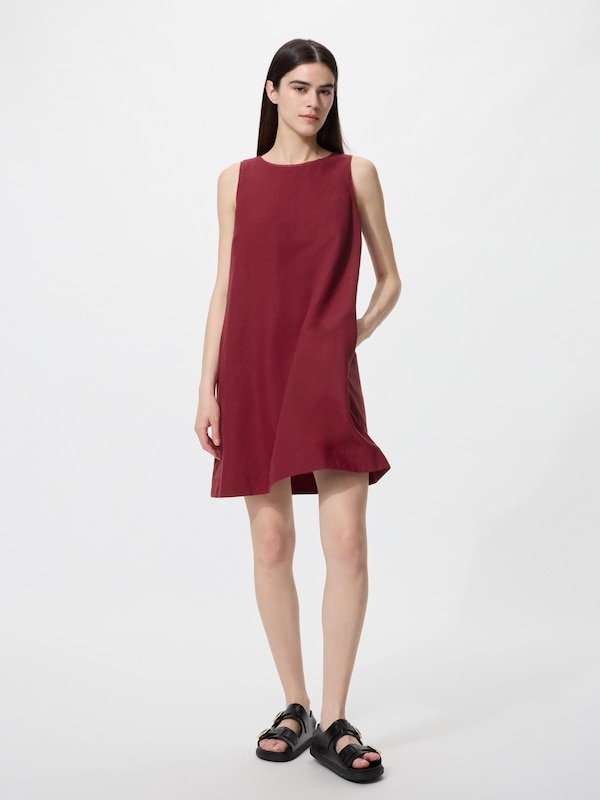 Đầm Vải Pha Linen Dáng Mini | Không Tay