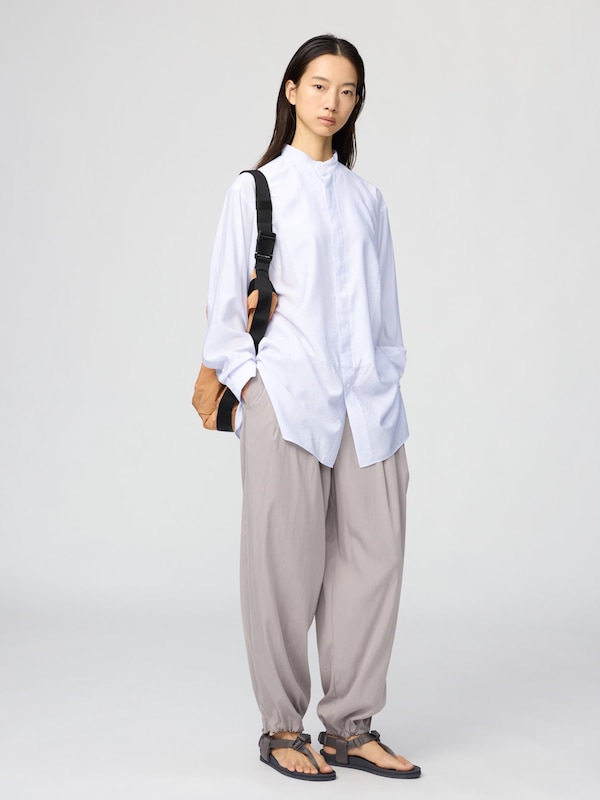 Áo Sơ Mi Vải Cotton Cổ Trụ