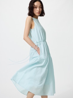 Linen Blend Tiered Dress Sleeveless