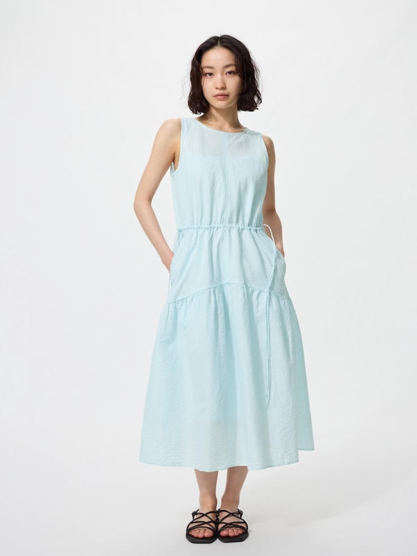 Linen Blend Tiered Dress Sleeveless