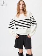 Áo Len Dệt 3D Vải Cotton Cổ Tròn | Kẻ Sọc