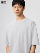 AIRism Cotton Áo Thun Dáng Rộng | Kẻ Sọc