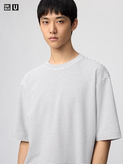 AIRism Cotton Áo Thun Dáng Rộng | Kẻ Sọc