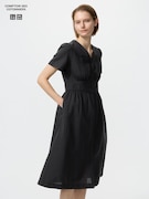 Đầm Vải Pha Linen Cổ V