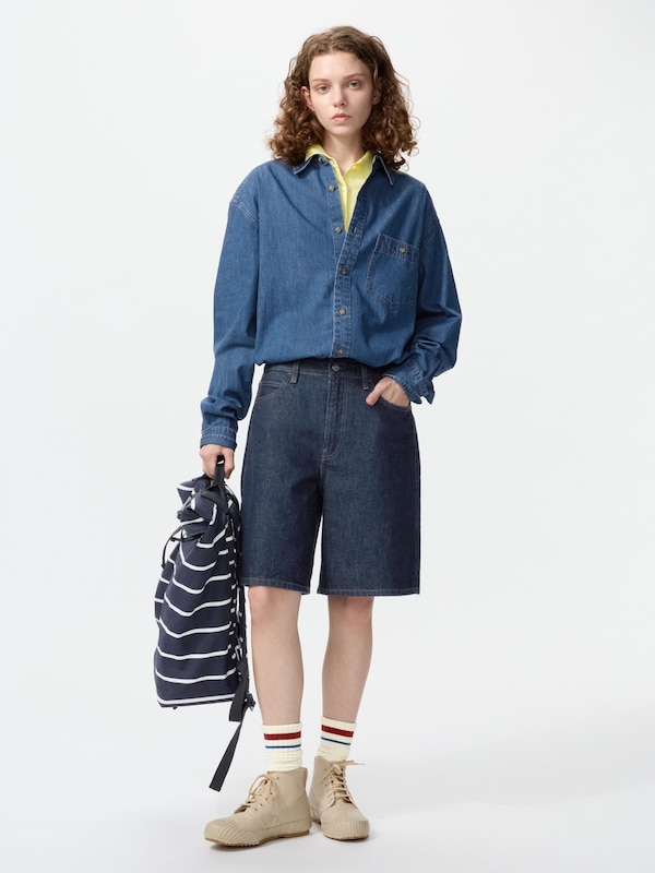 Áo Sơ Mi Vải Denim Nhẹ Dáng Rộng