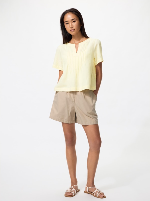 Linen Blend Blouse | Key Neck