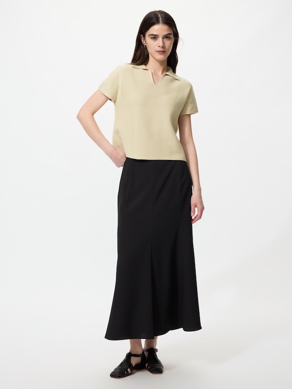 Áo Len Polo Dệt 3D Cổ Mở