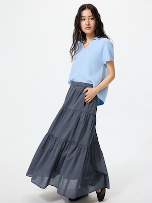 Chân Váy Maxi Xếp Tầng | Kẻ Sọc