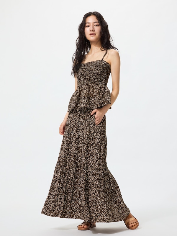 Chân Váy Maxi Xếp Tầng | Họa Tiết