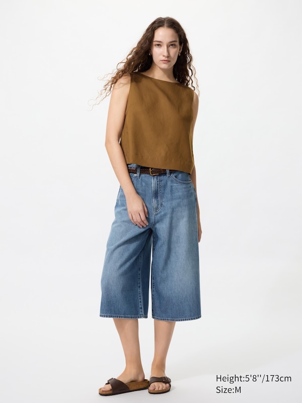 Quần Culottes Vải Denim Dáng Rũ