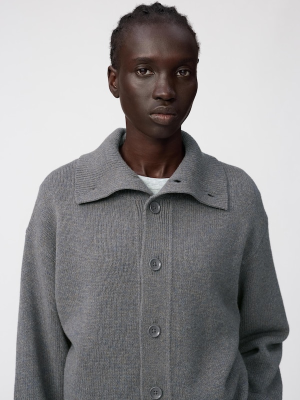 Lambswool Stand Collar Cardigan