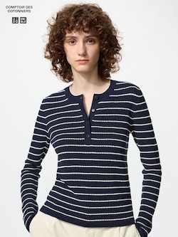 Áo Len Pha Merino Cổ Henley | Kẻ Sọc