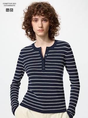 Áo Len Pha Merino Cổ Henley | Kẻ Sọc