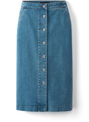 Denim front button skirt